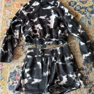 Women's Black and White Tie-Dye lounge Set